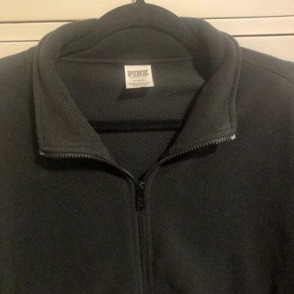 Victoria’s Secret PINK Oversized Fleece Jacket – Black (Size Medium) - Picture 3 of 5